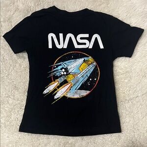 NWOT - Kids Black Nasa T-Shirt with Rocket Design S